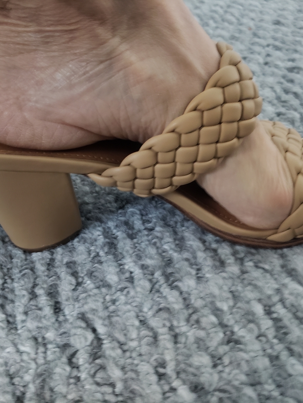 White Mountain Tan Braided Block Heel Mules - Picture 5 of 6